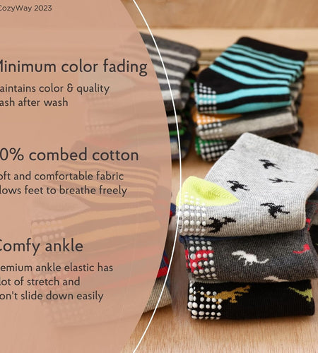 Baby Non Slip Socks Toddler Socks with Grips Ankle for Infants Kids Little Girls Boys