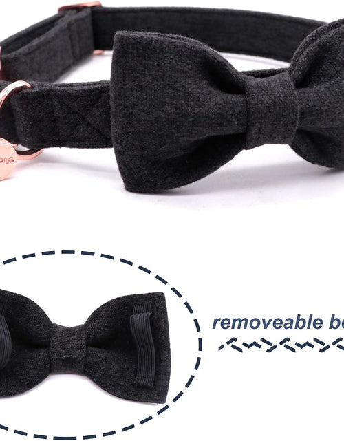 Load image into Gallery viewer, Hemp Cotton Dog Collar with Bow, Black Pet Collar Durable Adjustable Puppy Collar for Small Medium Large Dogs

