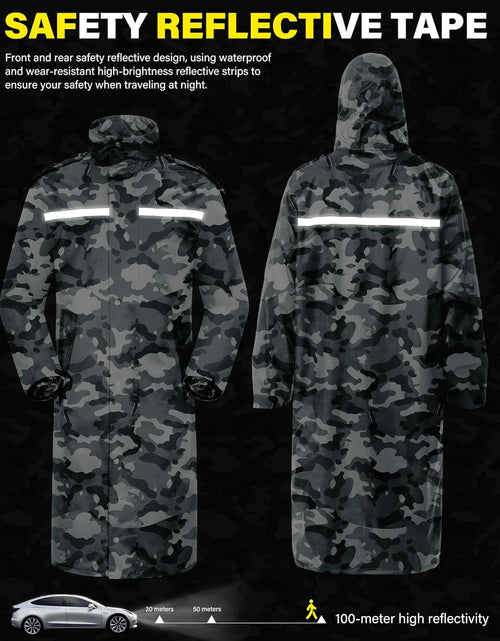 Load image into Gallery viewer, Raincoat Waterproof Long Rain Jacket Lightweight Rainwear Reflective with Packable Hood for Men Women Adults
