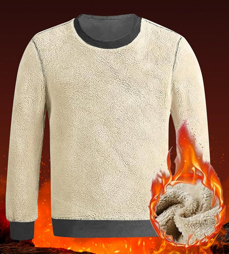 Men'S Fleece Sweatshirts Warm Sherpa Lined Heavy Thicken Underwear Winter Crewneck Pullover Tops Shirts