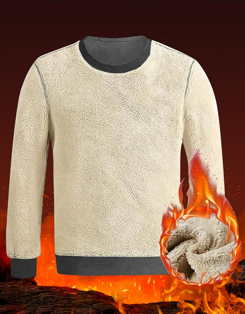 Load image into Gallery viewer, Men&#39;S Fleece Sweatshirts Warm Sherpa Lined Heavy Thicken Underwear Winter Crewneck Pullover Tops Shirts

