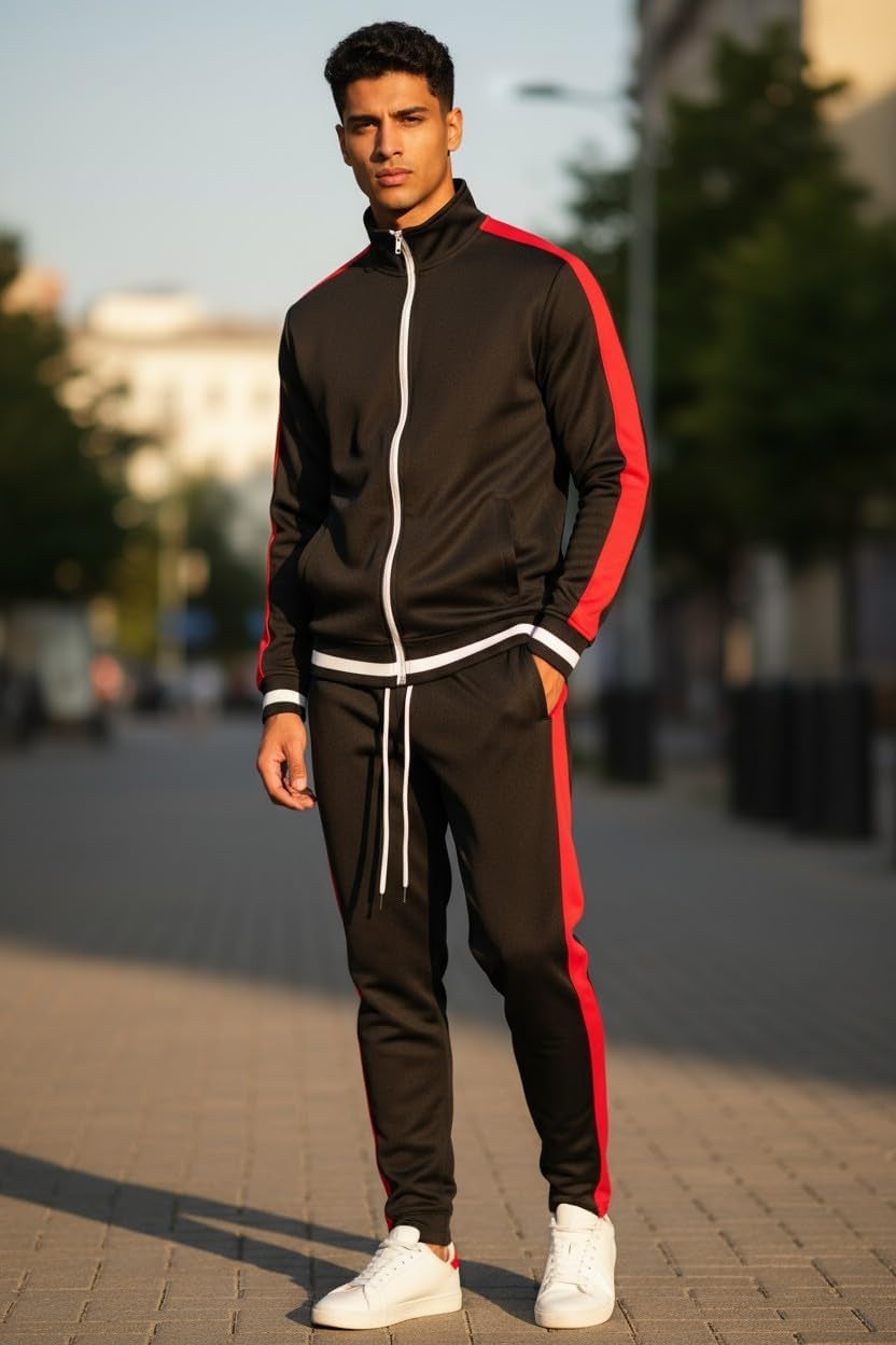 Mens Urban Hip Hop Premium Track Jacket - Slim Fit Side Taping Sportswear Urbanwear Streetwear Top