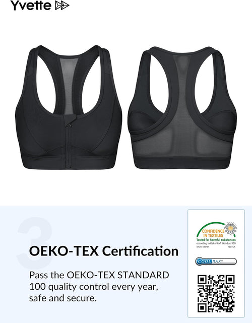 Load image into Gallery viewer, Zip Front Sports Bra - High Impact Sports Bras for Women plus Size Workout Fitness Running
