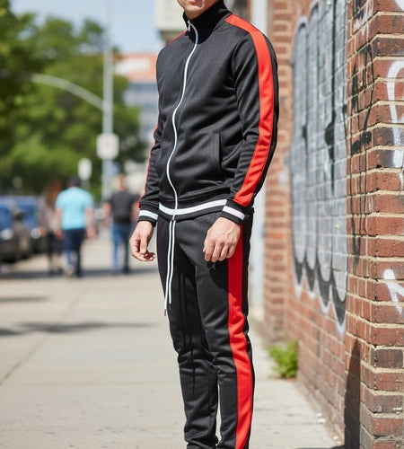 Mens Urban Hip Hop Premium Track Jacket - Slim Fit Side Taping Sportswear Urbanwear Streetwear Top