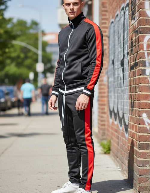 Load image into Gallery viewer, Mens Urban Hip Hop Premium Track Jacket - Slim Fit Side Taping Sportswear Urbanwear Streetwear Top
