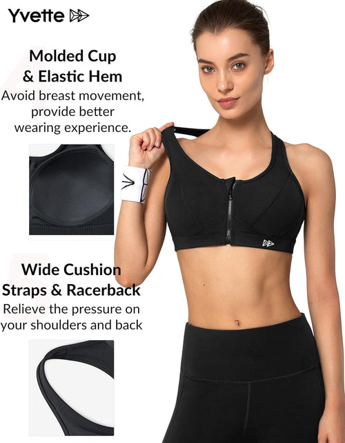 Load image into Gallery viewer, Zip Front Sports Bra - High Impact Sports Bras for Women plus Size Workout Fitness Running
