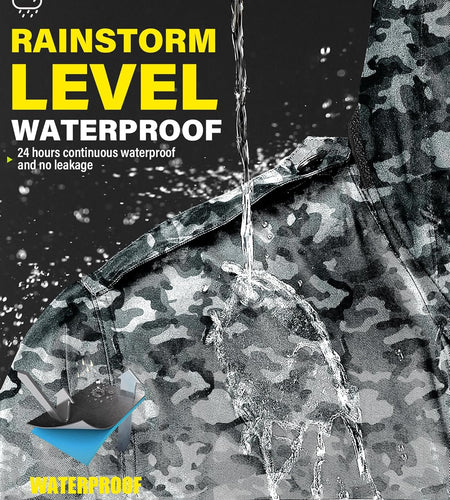 Raincoat Waterproof Long Rain Jacket Lightweight Rainwear Reflective with Packable Hood for Men Women Adults