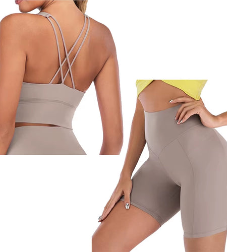 Yoga Shorts Set Women Fitness Set Yoga Outfit for Women 2 Piece Gym Suit Sports Bra Sets Workout Clothes Spandex Sports Clothing