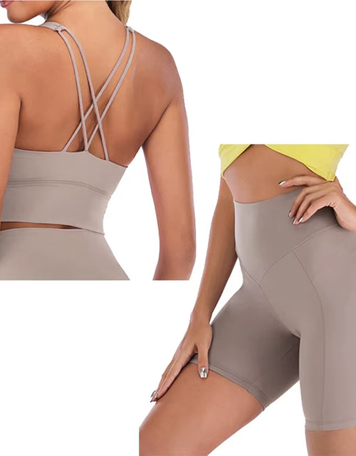 Load image into Gallery viewer, Yoga Shorts Set Women Fitness Set Yoga Outfit for Women 2 Piece Gym Suit Sports Bra Sets Workout Clothes Spandex Sports Clothing
