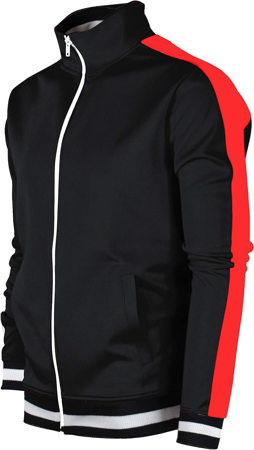 Mens Urban Hip Hop Premium Track Jacket - Slim Fit Side Taping Sportswear Urbanwear Streetwear Top