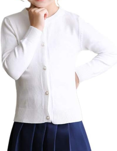 Load image into Gallery viewer, Girls Cardigan Sweater School Uniforms Button Long Sleeve Knit Tops
