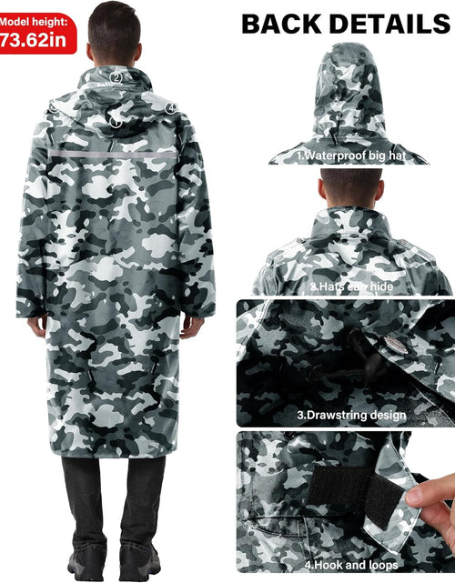 Load image into Gallery viewer, Raincoat Waterproof Long Rain Jacket Lightweight Rainwear Reflective with Packable Hood for Men Women Adults
