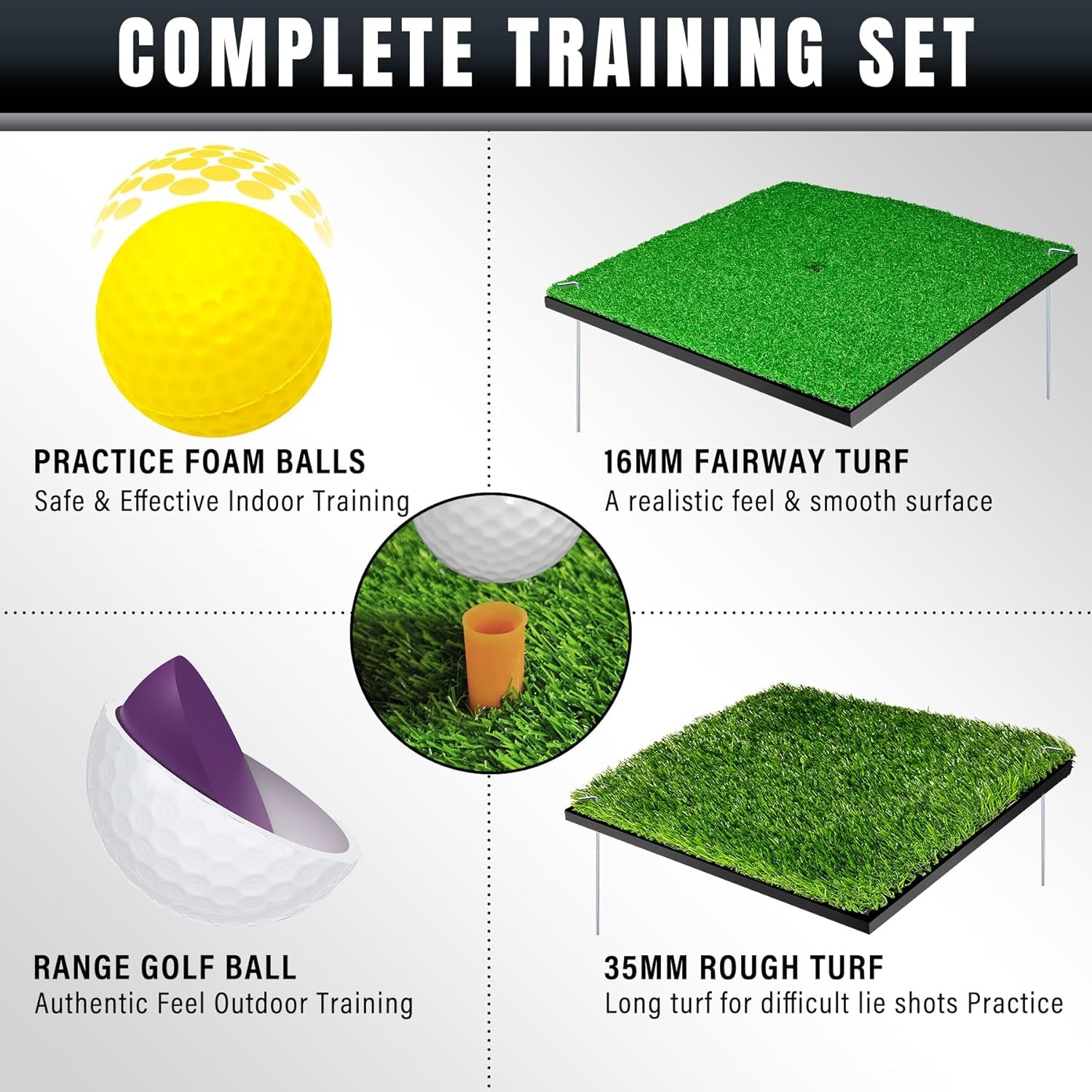 Pop-Up Golf Chipping Net Set - Foldable Training Kit with 2 Hitting Mats, 6 Practice Balls, 6 Foam Balls - Ultimate Golf Gift & Target Chipping Aids