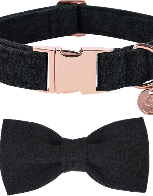 Load image into Gallery viewer, Hemp Cotton Dog Collar with Bow, Black Pet Collar Durable Adjustable Puppy Collar for Small Medium Large Dogs
