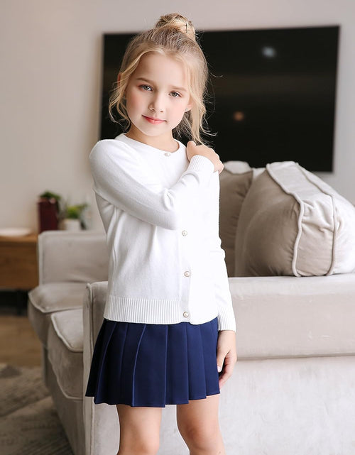 Load image into Gallery viewer, Girls Cardigan Sweater School Uniforms Button Long Sleeve Knit Tops
