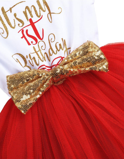 Load image into Gallery viewer, Baby Girls Newborn It&#39;S My 1St/2Nd Birthday Cake Smash Shinny Printed Sequin Bow Tutu Princess Dress

