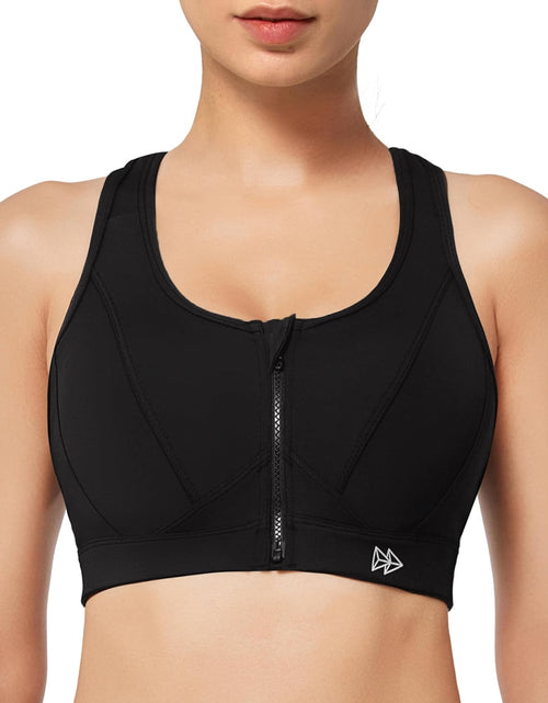 Load image into Gallery viewer, Zip Front Sports Bra - High Impact Sports Bras for Women plus Size Workout Fitness Running

