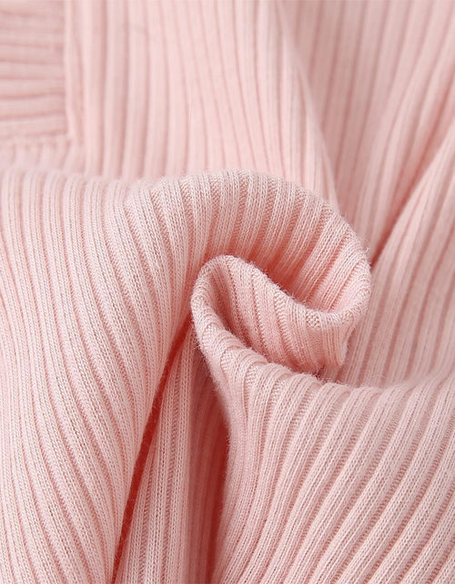 Load image into Gallery viewer, Baby Girl&#39;S 3Pc Rib Frill Long Sleeve Romper and Pant Set
