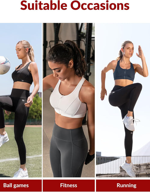 Load image into Gallery viewer, Zip Front Sports Bra - High Impact Sports Bras for Women plus Size Workout Fitness Running
