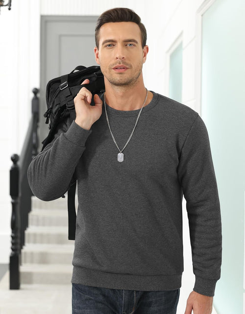 Load image into Gallery viewer, Men&#39;S Fleece Sweatshirts Warm Sherpa Lined Heavy Thicken Underwear Winter Crewneck Pullover Tops Shirts
