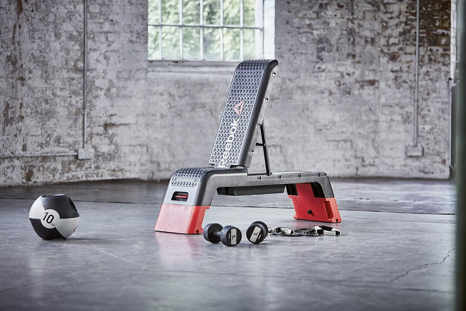 Fitness Multipurpose Adjustable Aerobic and Strength Training Workout Deck with Incline and Decline Bench Configurations