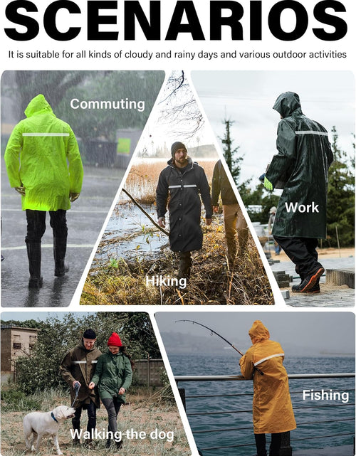 Load image into Gallery viewer, Raincoat Waterproof Long Rain Jacket Lightweight Rainwear Reflective with Packable Hood for Men Women Adults

